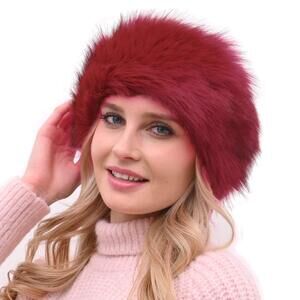 7883 Womens Faux Fur Headband With Elastic Band Ear Warmer Earmuff For Cold